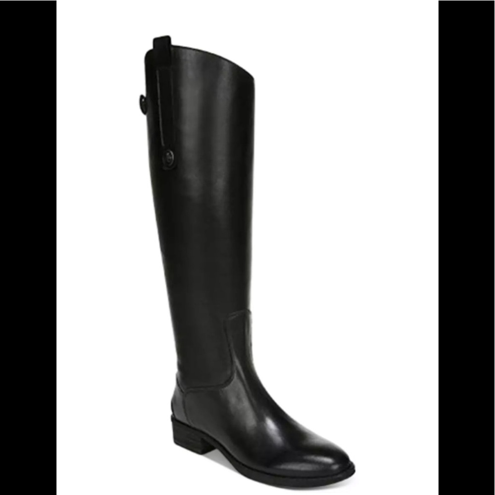 Sam Edelman Penny Black Leather Riding Style Knee High Boot Size 7.5